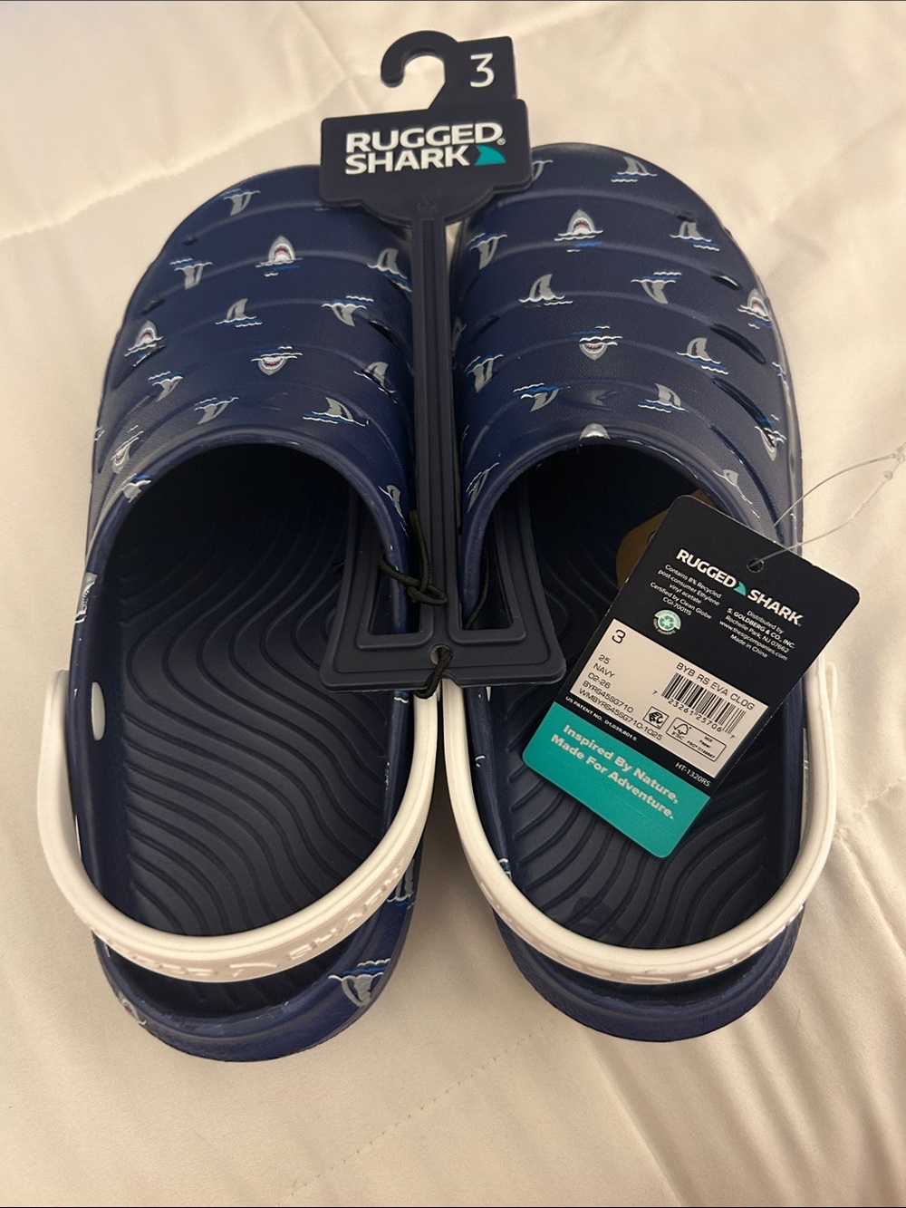 Rugged Shark Kids' Navy Shark-Print Clog